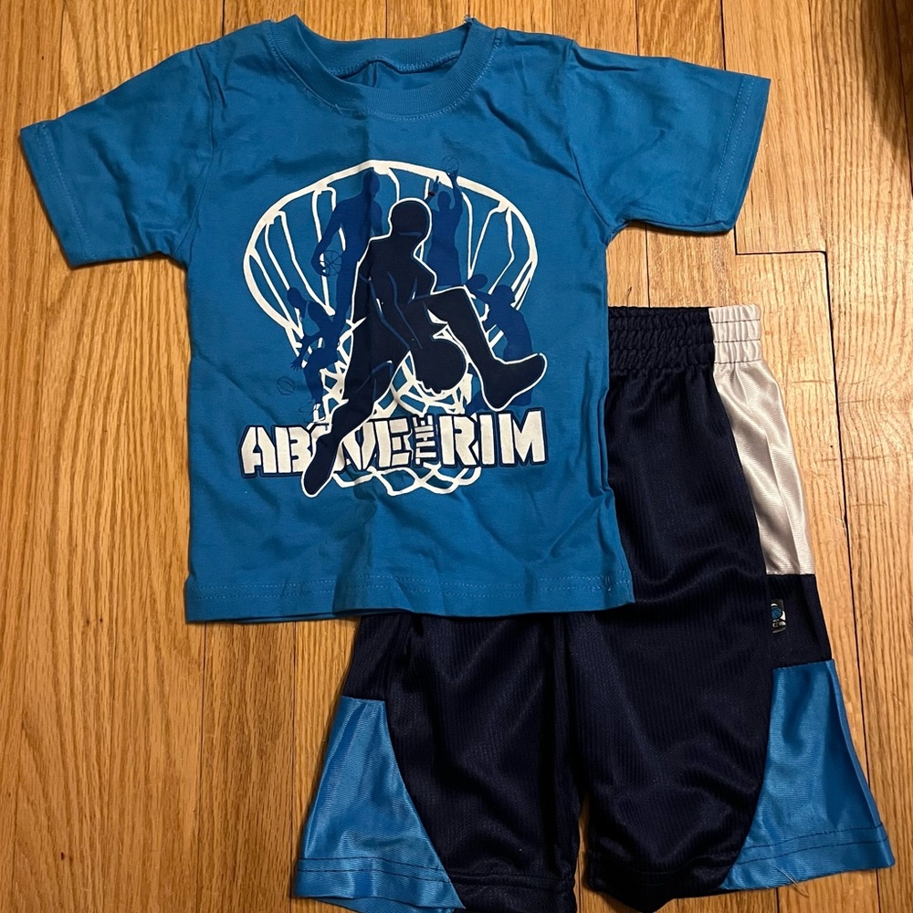 Blue Graphic T-Shirt and Shorts Set